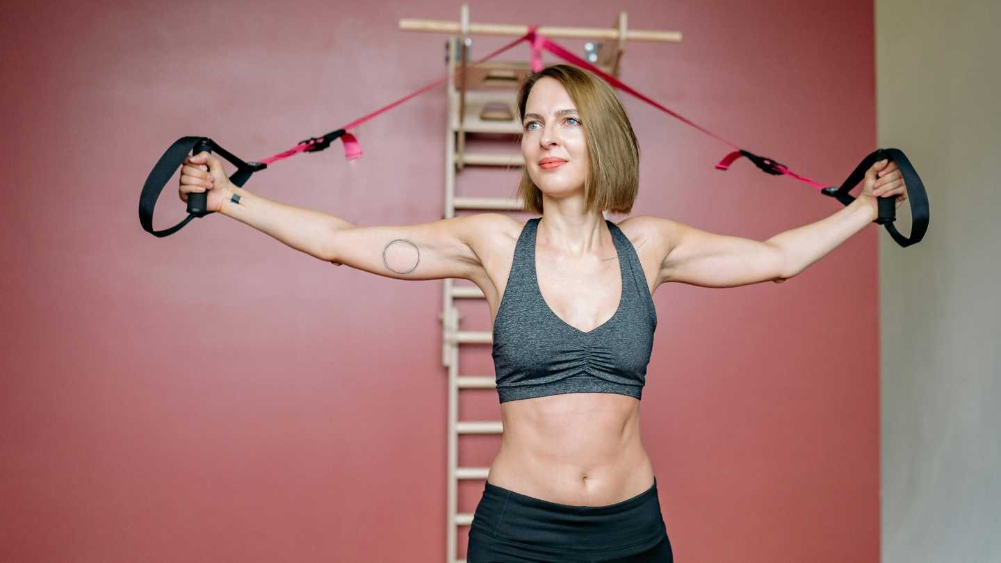 Woman with Resistance Bands